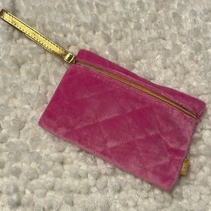 Pink make up bag with golden zipper